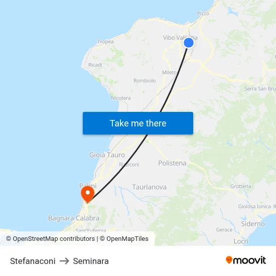 Stefanaconi to Seminara map