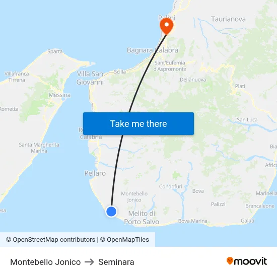 Montebello Jonico to Seminara map