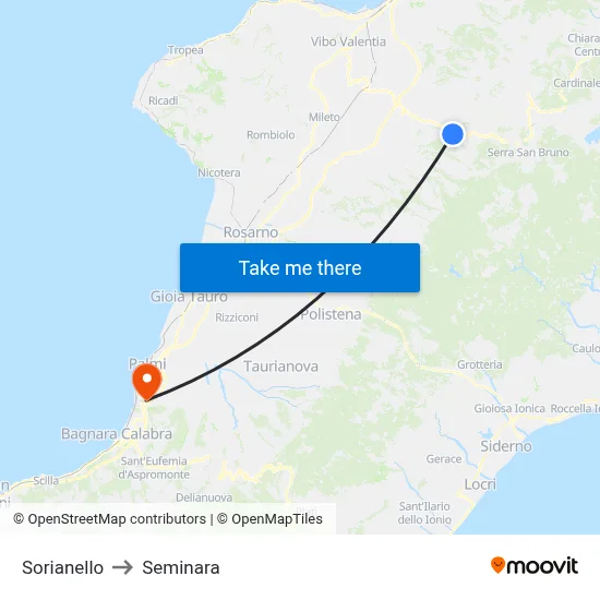 Sorianello to Seminara map