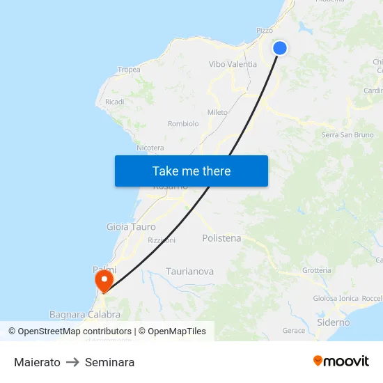 Maierato to Seminara map