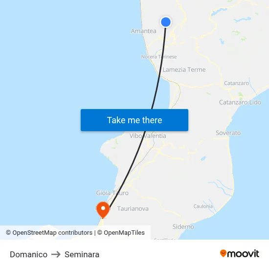 Domanico to Seminara map