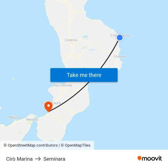 Cirò Marina to Seminara map