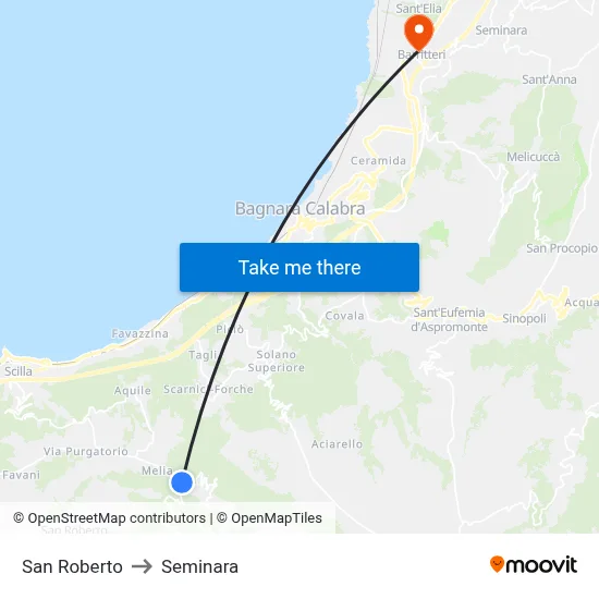 San Roberto to Seminara map