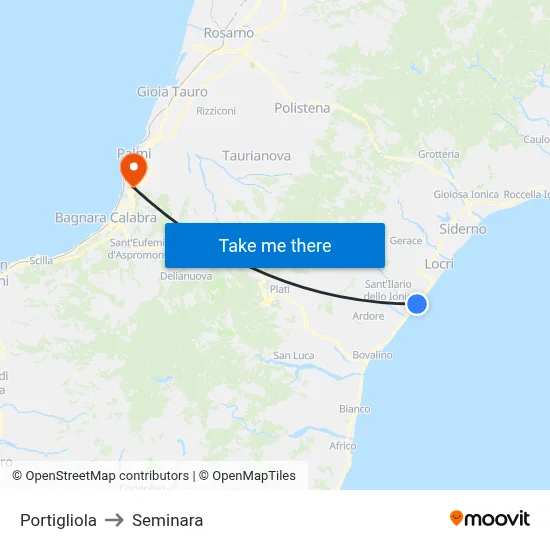 Portigliola to Seminara map