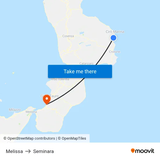 Melissa to Seminara map