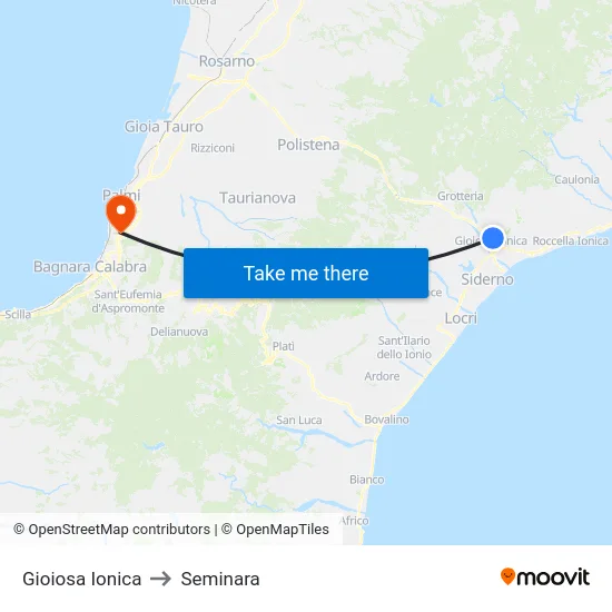 Gioiosa Ionica to Seminara map