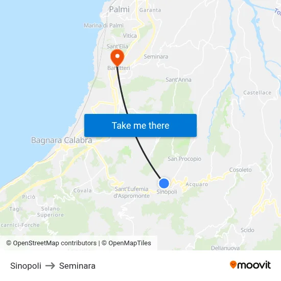 Sinopoli to Seminara map
