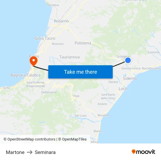 Martone to Seminara map