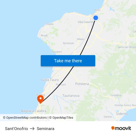 Sant'Onofrio to Seminara map