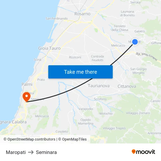 Maropati to Seminara map