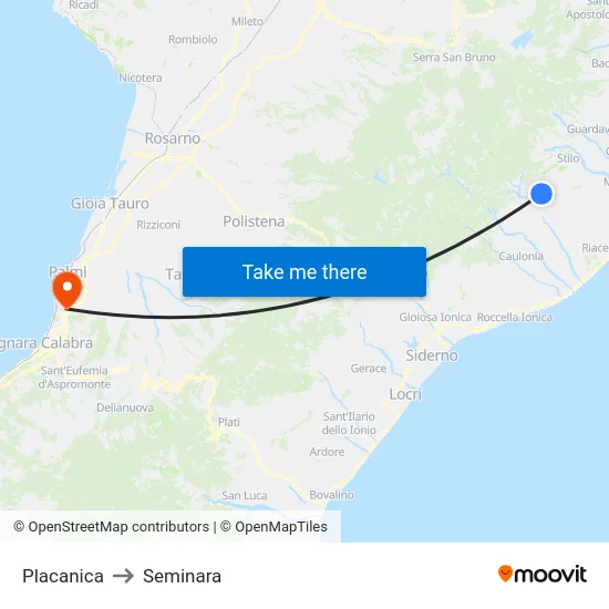 Placanica to Seminara map