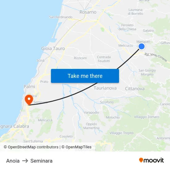 Anoia to Seminara map