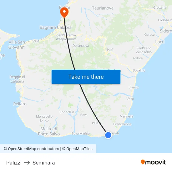 Palizzi to Seminara map