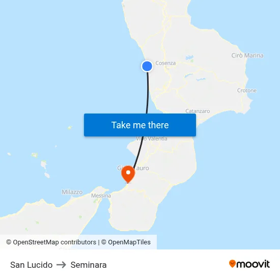 San Lucido to Seminara map