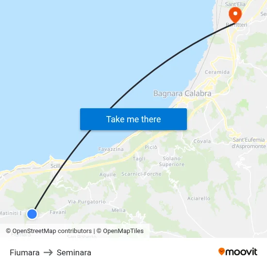 Fiumara to Seminara map