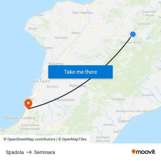 Spadola to Seminara map