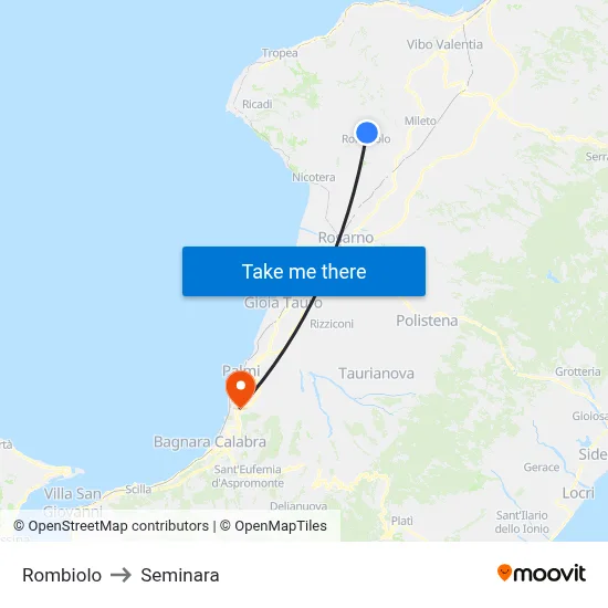 Rombiolo to Seminara map