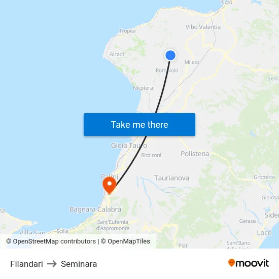 Filandari to Seminara map