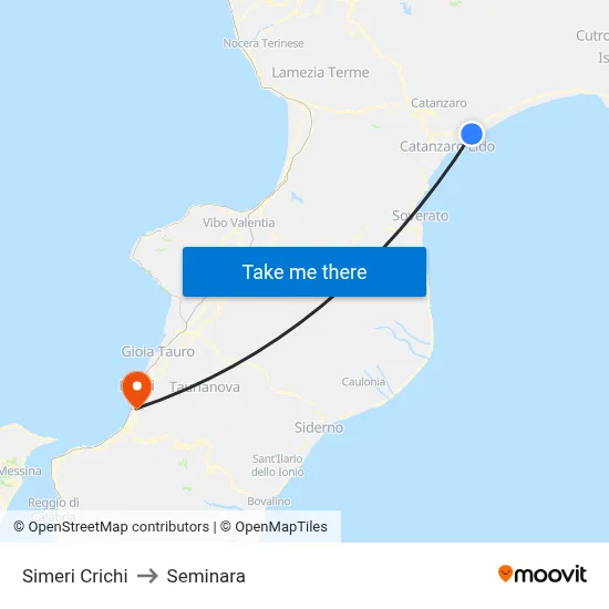 Simeri Crichi to Seminara map