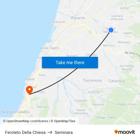 Feroleto Della Chiesa to Seminara map