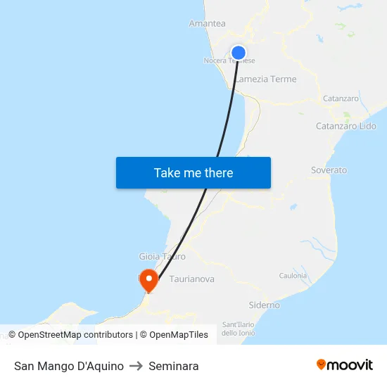 San Mango d'Aquino to Seminara map