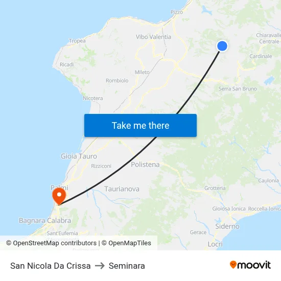 San Nicola Da Crissa to Seminara map