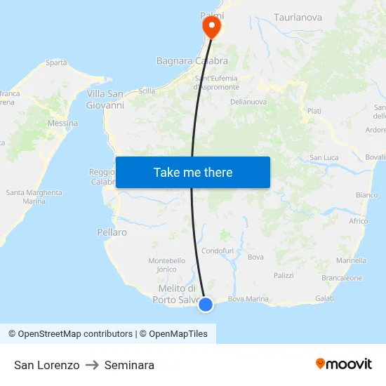 San Lorenzo to Seminara map