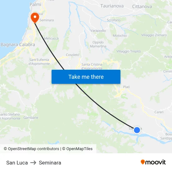 San Luca to Seminara map