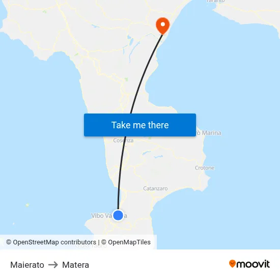 Maierato to Matera map