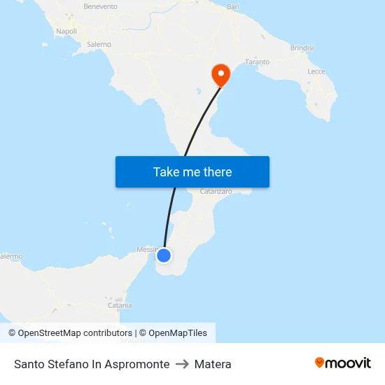 Santo Stefano in Aspromonte to Matera map