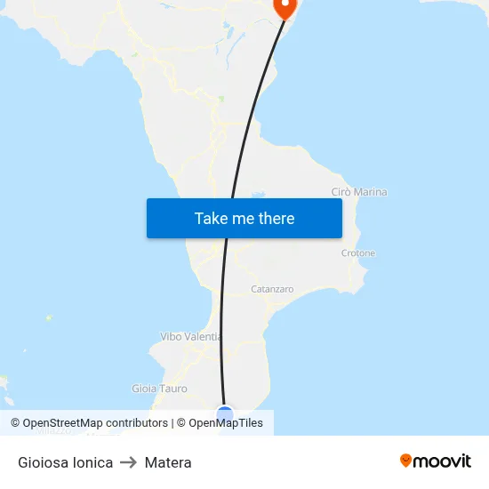 Gioiosa Ionica to Matera map