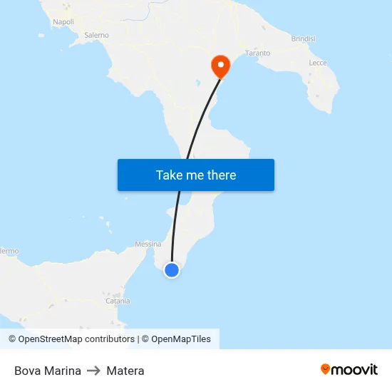 Bova Marina to Matera map