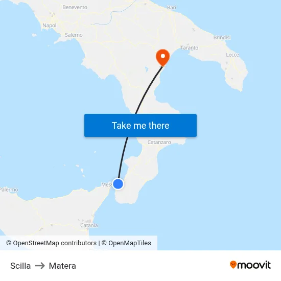 Scilla to Matera map