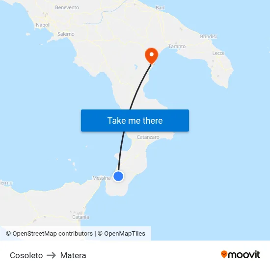 Cosoleto to Matera map