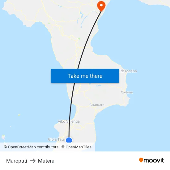 Maropati to Matera map