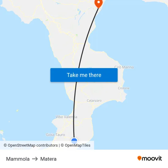 Mammola to Matera map