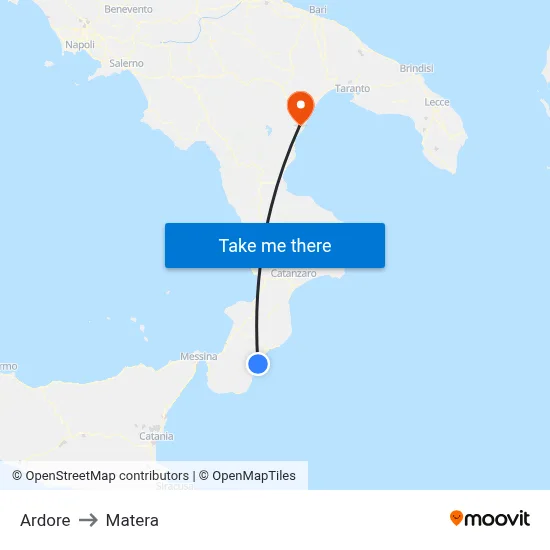 Ardore to Matera map