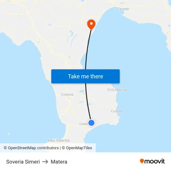 Soveria Simeri to Matera map