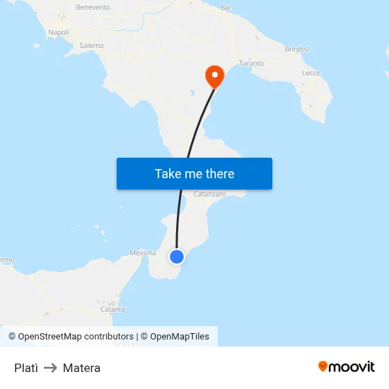 Platì to Matera map