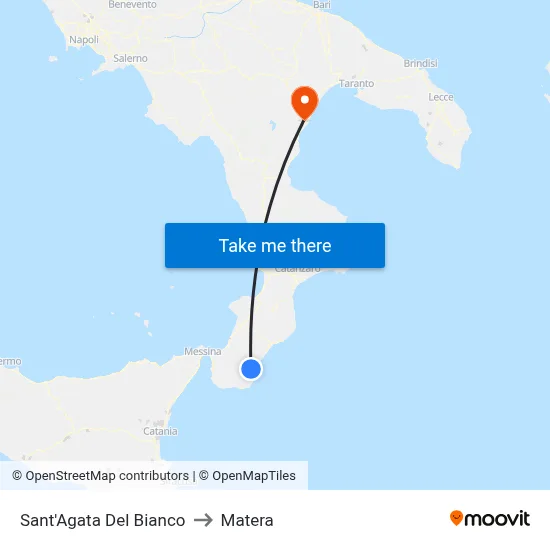 Sant'Agata Del Bianco to Matera map