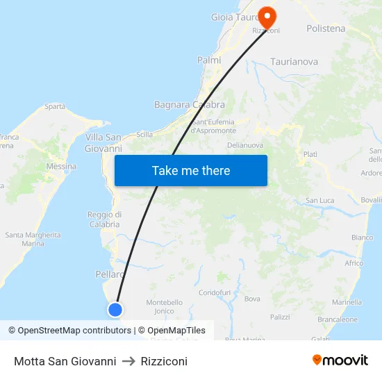 Motta San Giovanni to Rizziconi map