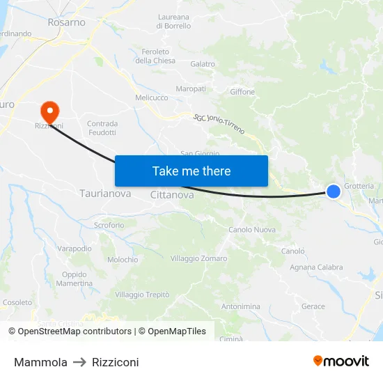 Mammola to Rizziconi map