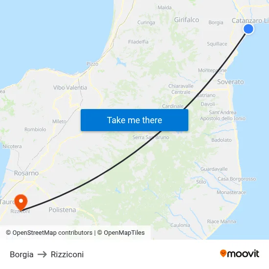 Borgia to Rizziconi map