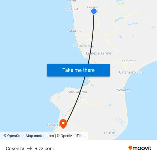 Cosenza to Rizziconi map