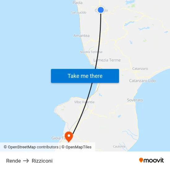 Rende to Rizziconi map