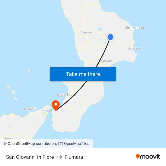 San Giovanni In Fiore to Fiumara map