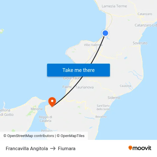 Francavilla Angitola to Fiumara map