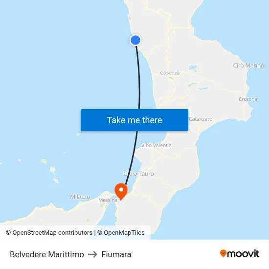 Belvedere Marittimo to Fiumara map