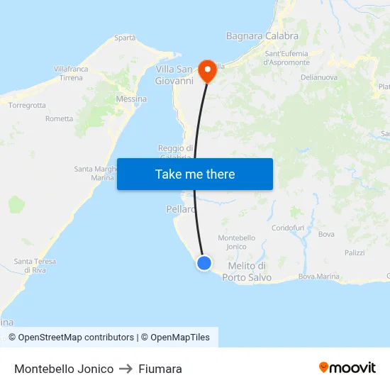 Montebello Jonico to Fiumara map