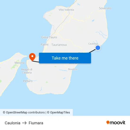 Caulonia to Fiumara map